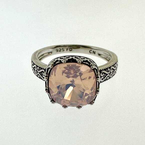925 Sterling Silver Pink Quartz Ring - Size 8.25 - Picture 2 of 11
